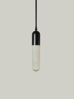 Pair of Bespoke Elegant Italian "Selene Maxi" Pendant in bronze and selenite