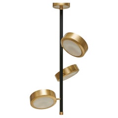 Bespoke Italian Pendant Lamp "Orion", in mat black and satin brass