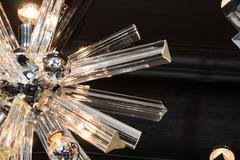 Mid-Century Modern Sputnik Chrome Chandelier with Murano Triedre Rods by Camer