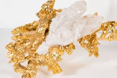 Luxe Letter Holder by Claude Boeltz in Gilded Bronze and Rock Crystal