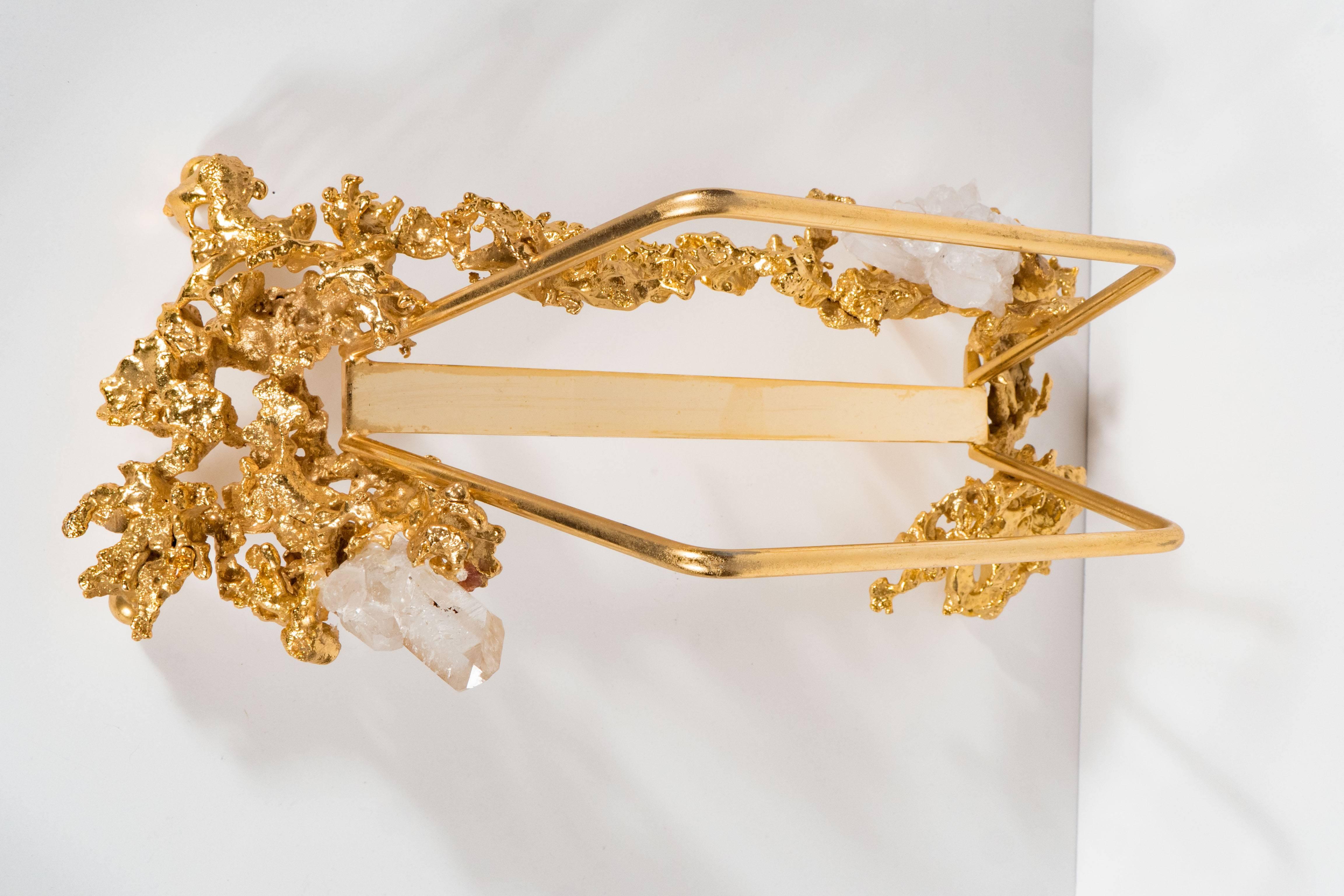Luxe Letter Holder by Claude Boeltz in Gilded Bronze and Rock Crystal 3