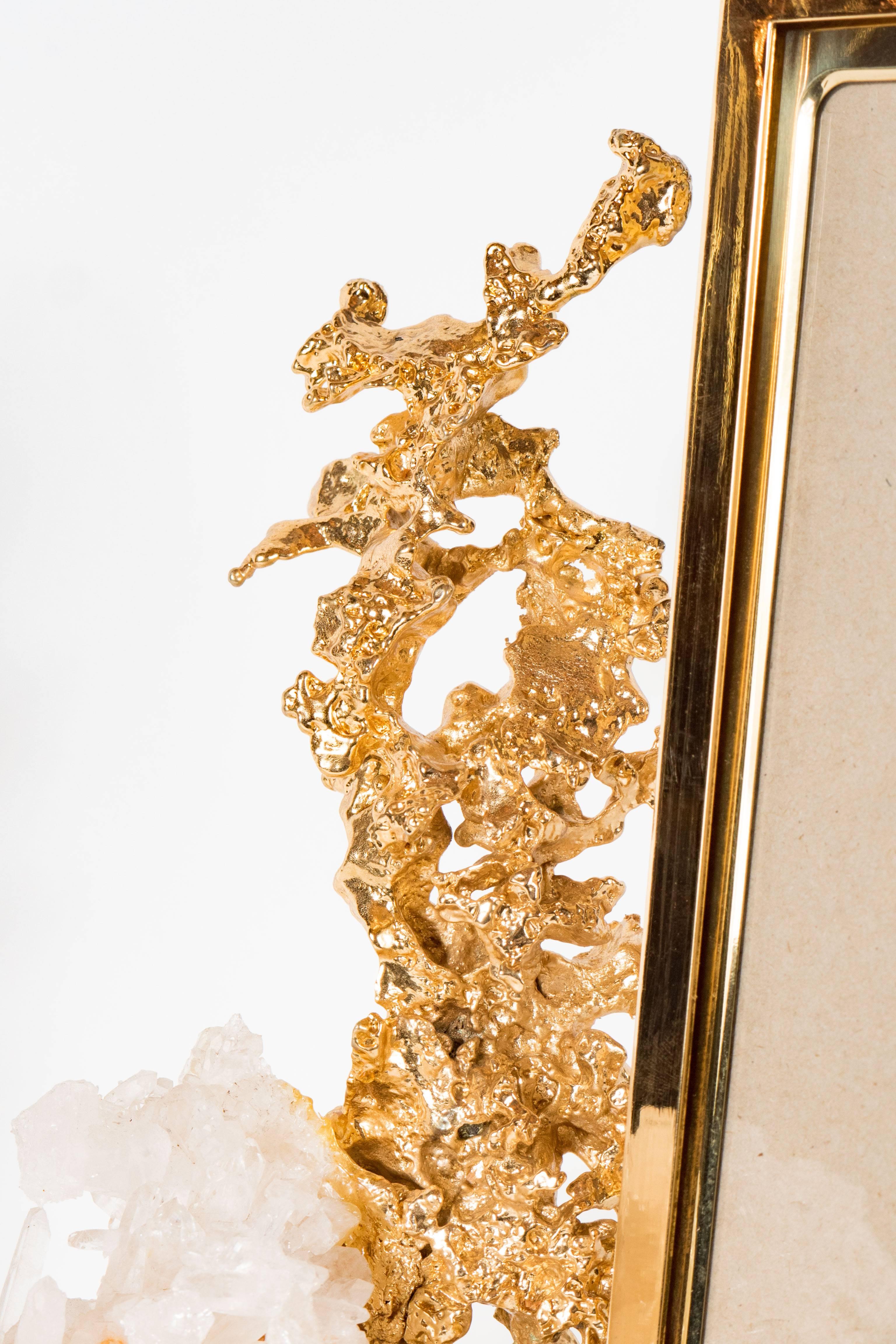 Exquisite Picture Frame by Claude Boeltz in Gilded Bronze and Rock Crystal In Excellent Condition In New York, NY
