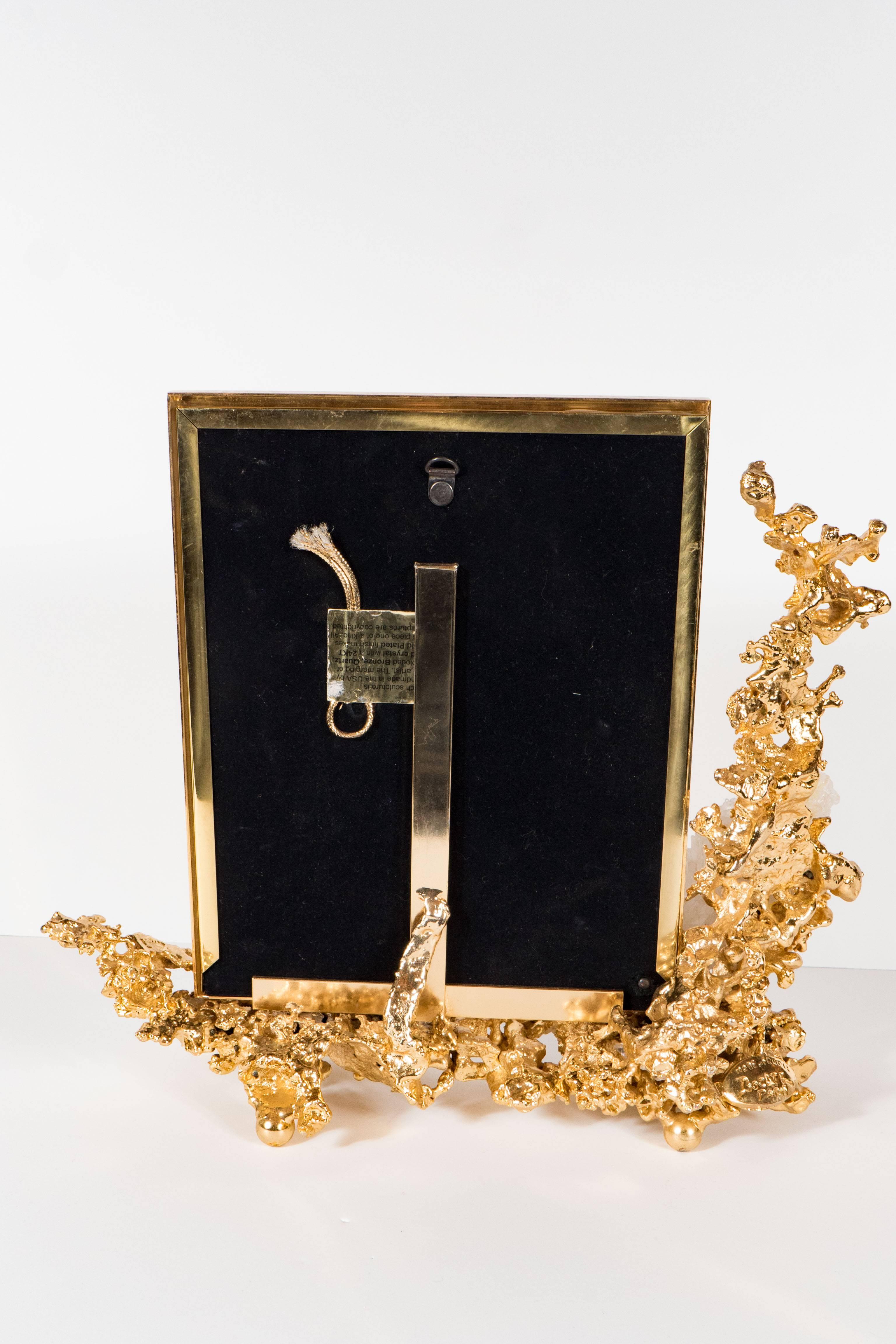 Exquisite Picture Frame by Claude Boeltz in Gilded Bronze and Rock Crystal 2