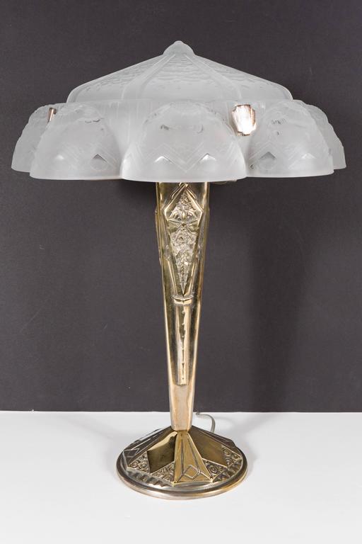 Gilded Bronze Art Deco Table Lamp by Muller Frères at 1stdibs