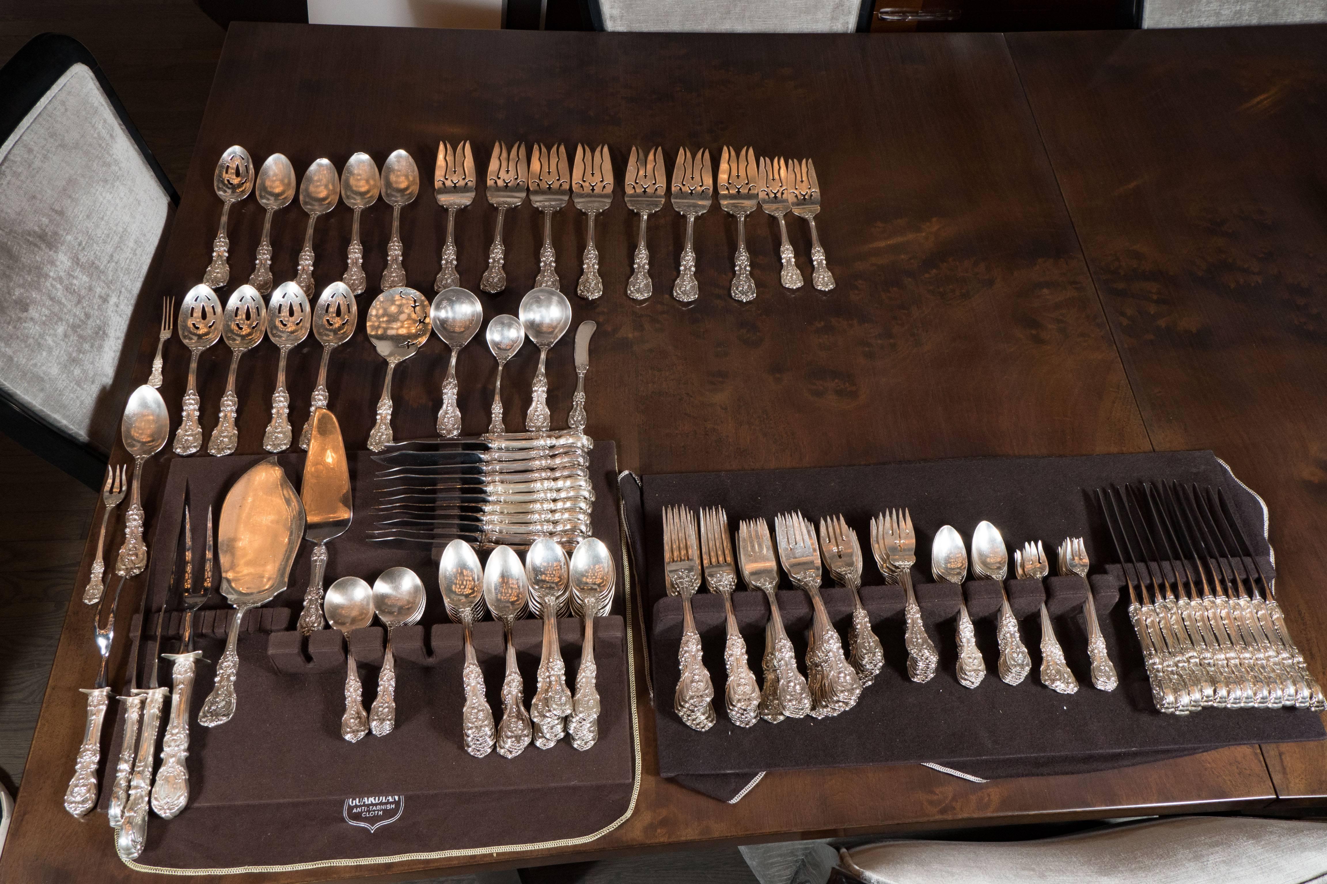 205 Piece Sterling Flatware Service Designed by Ernest Meyers for Reed & Barton In Excellent Condition In New York, NY
