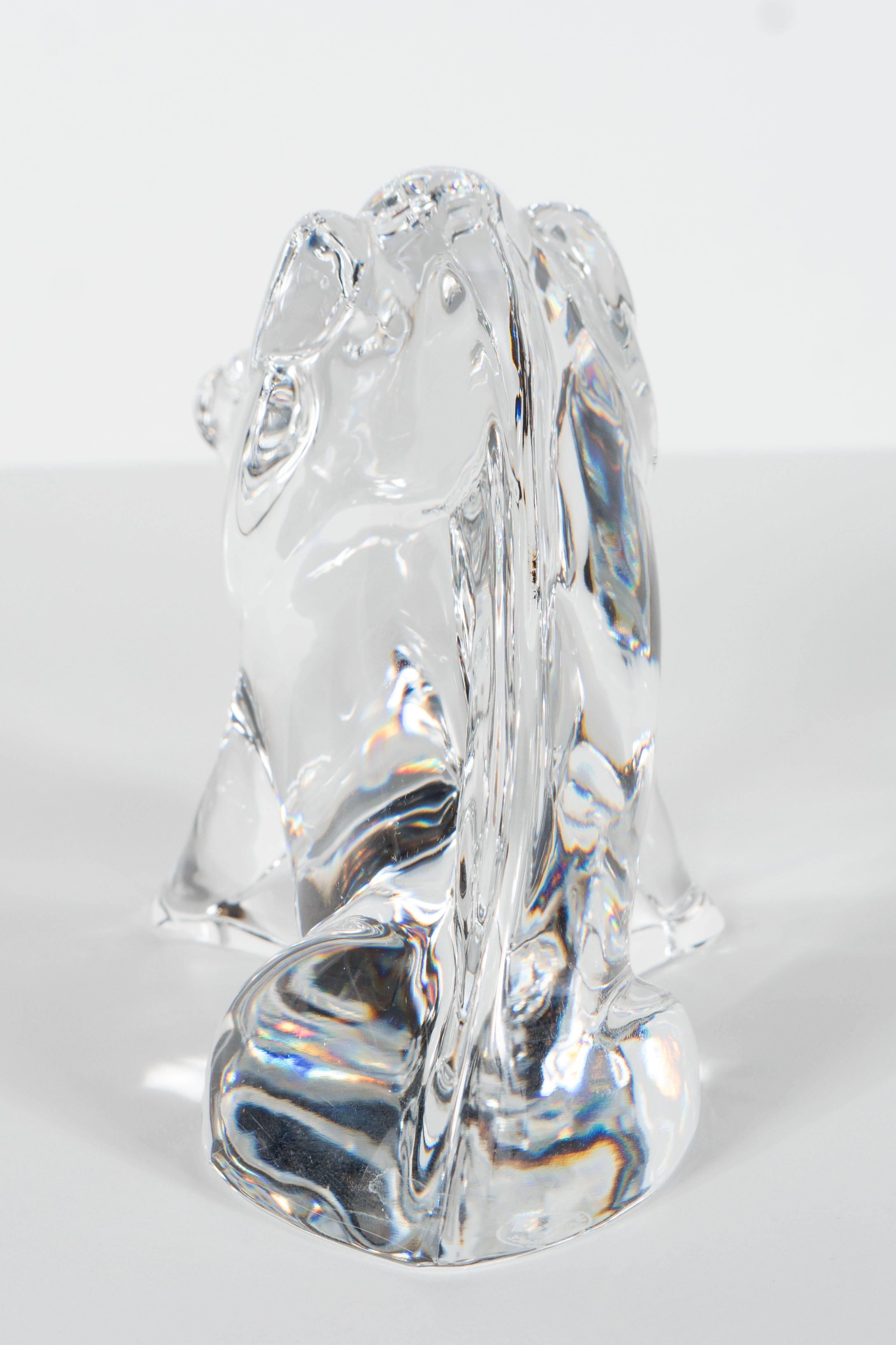 20th Century Modernist Baccarat Crystal Sculpture of a Wild Boar or a Razorback