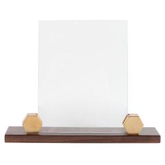 Vintage French Art Deco Picture Frame on Macassar Plinth with Brass Hexagonal Detailing