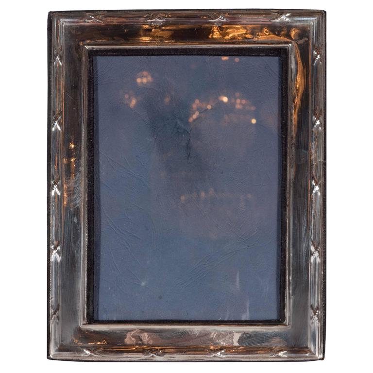 Elegant Sterling Silver Ribbon and Reed Picture Frame at 1stdibs