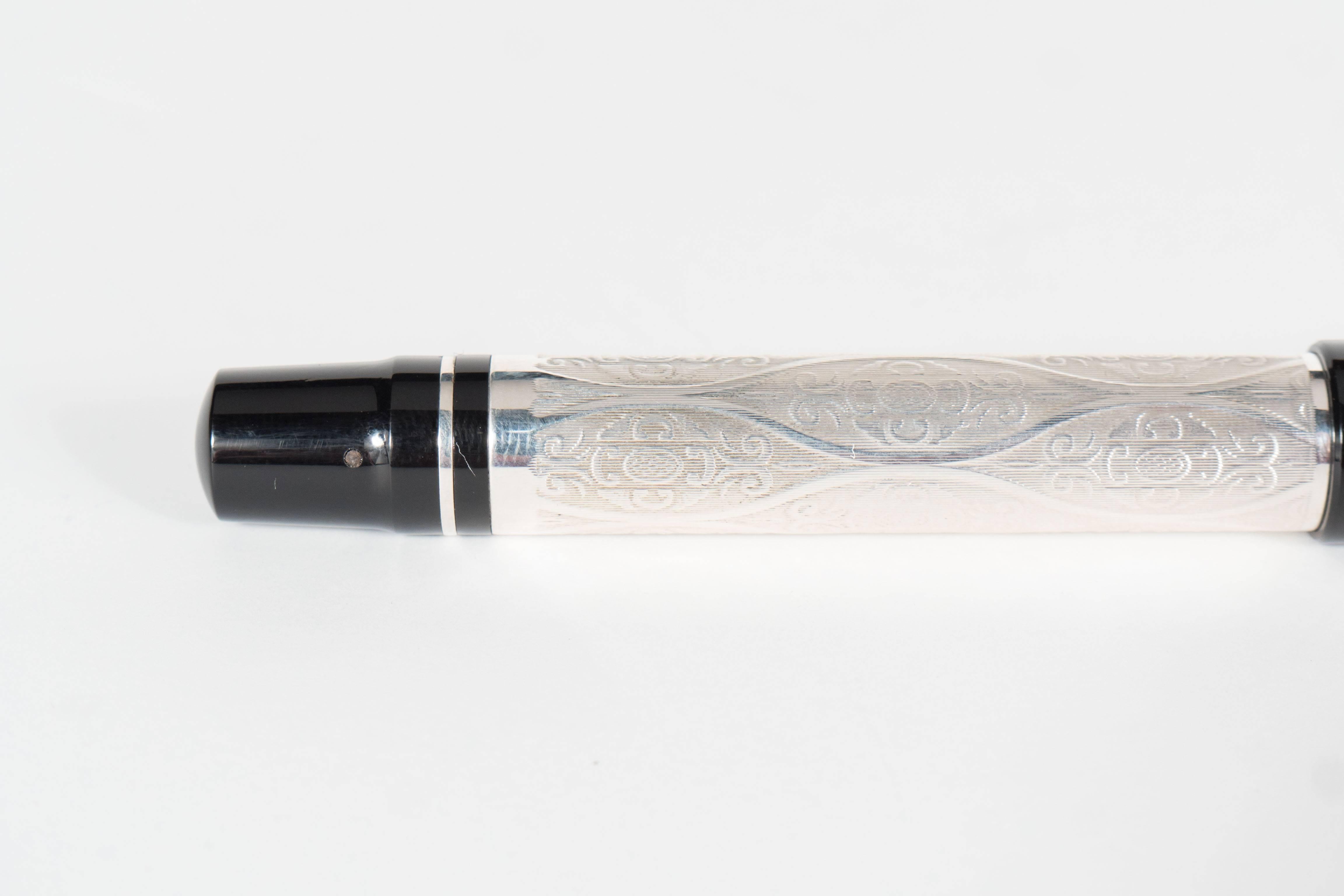 Italian Montegrappa Limited Edition Cosmopolitan Baroque Sterling Silver Fountain Pen