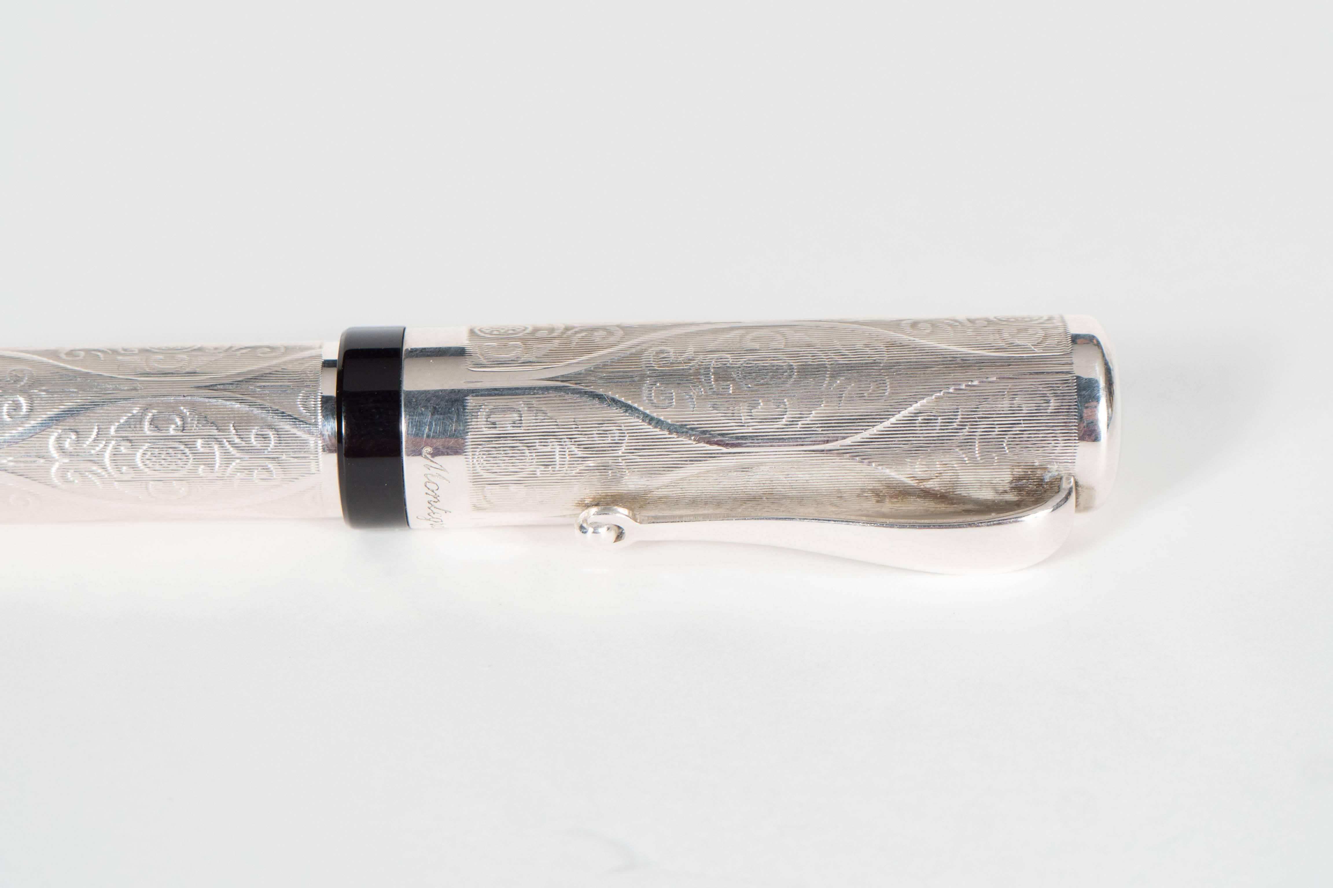 20th Century Montegrappa Limited Edition Cosmopolitan Baroque Sterling Silver Fountain Pen