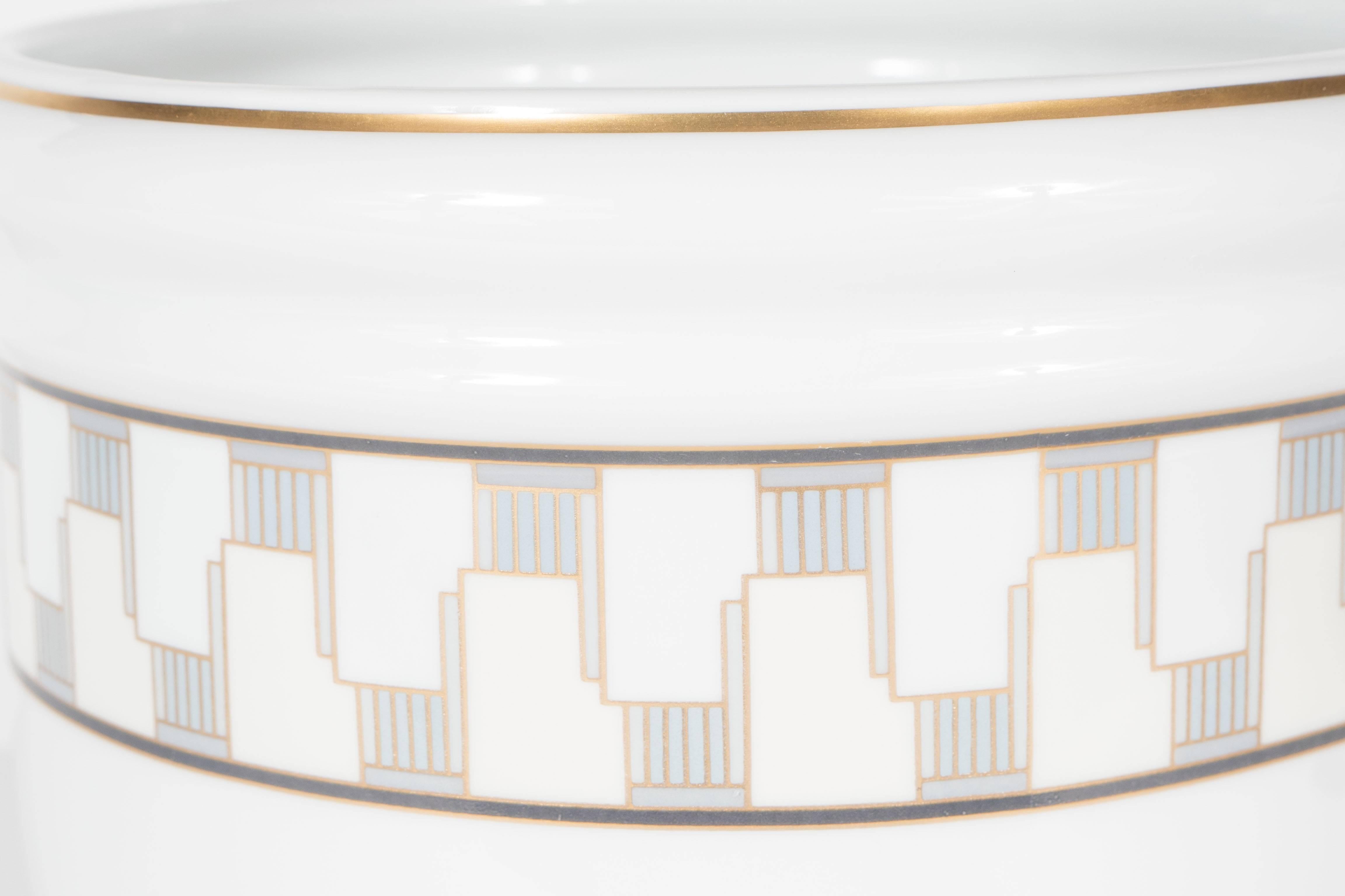 Porcelain Art Deco Style Limoges Cachepot 