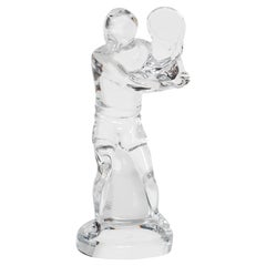 Baccarat Art Glass Male Tennis Player Crystal Figurine