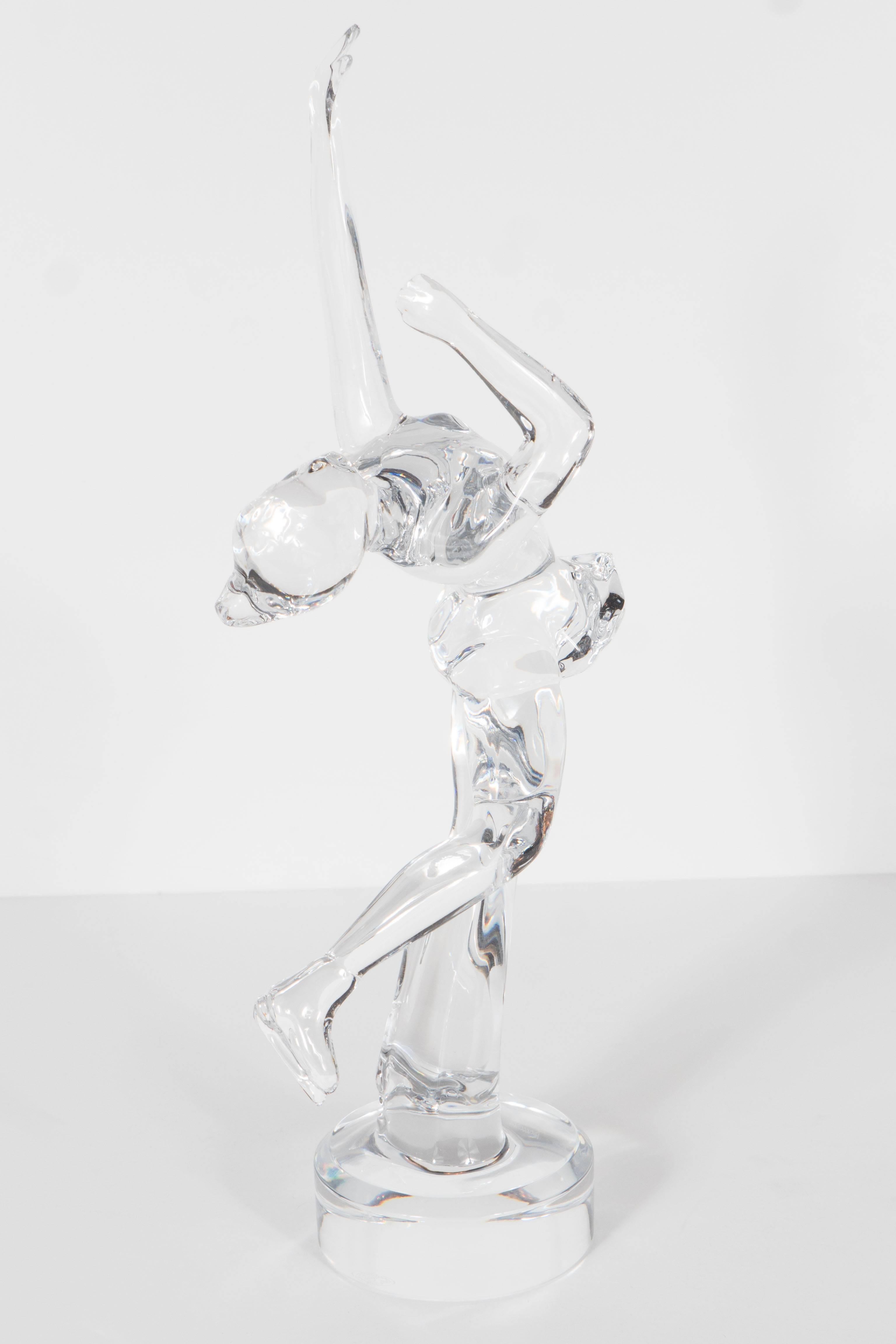 20th Century Baccarat Art Glass Female Dancer Crystal Figurine