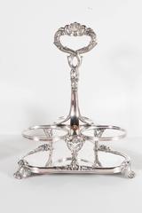 Exquisite Victorian Set of 3 Cut Glass Victorian Decanters in Silverplate Stand