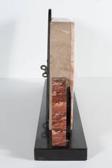 French Art Deco Streamline Exotic Pink, Black and Red Marble Table Clock