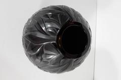 Lalique "Tanzania" Vase with a Dazzle of Zebras in Opaque Black Glass