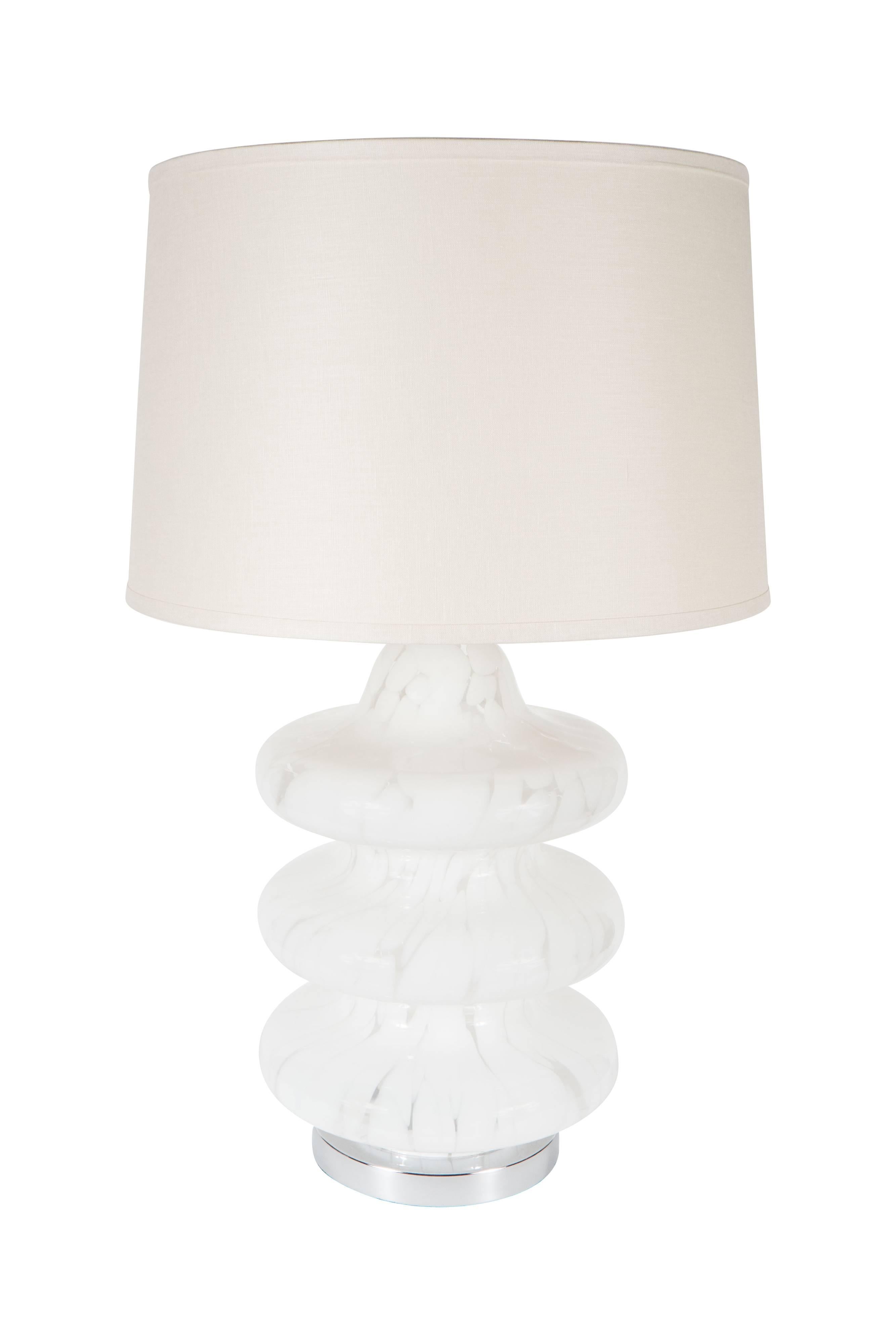 Mid-20th Century Mid-Century Mottled Frosted and Satin Murano TOTEM Table Lamp by Vistosi