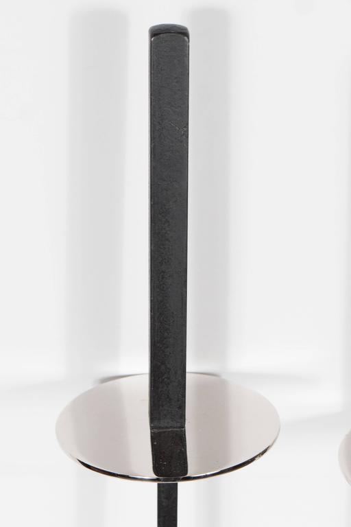 Danish MidCentury Modernist Fire Tool Set in Polished Nickel and Black