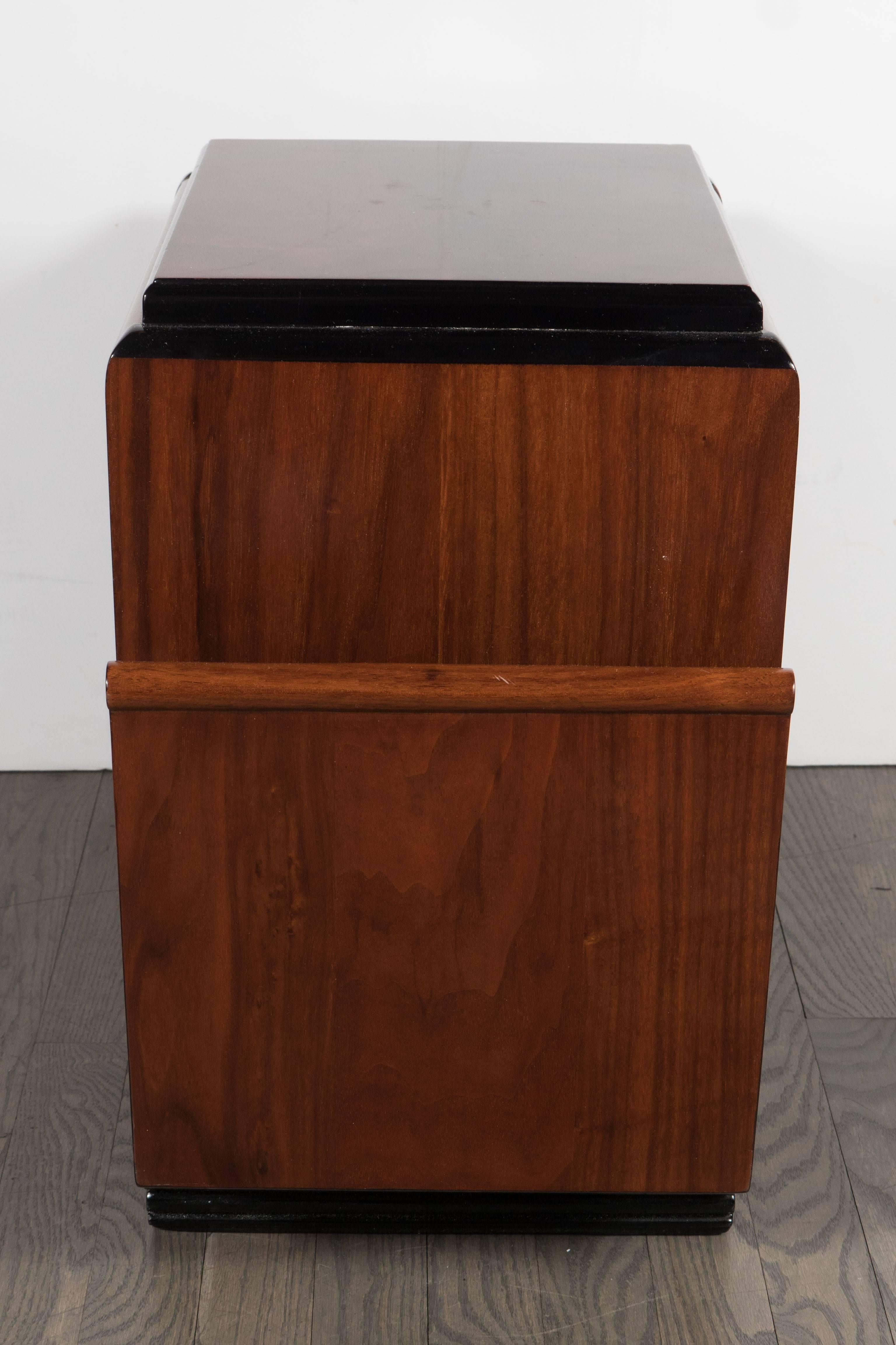 Art Deco Skyscraper Style Bookmatched Burled Walnut Magazine Stand/End Table 1