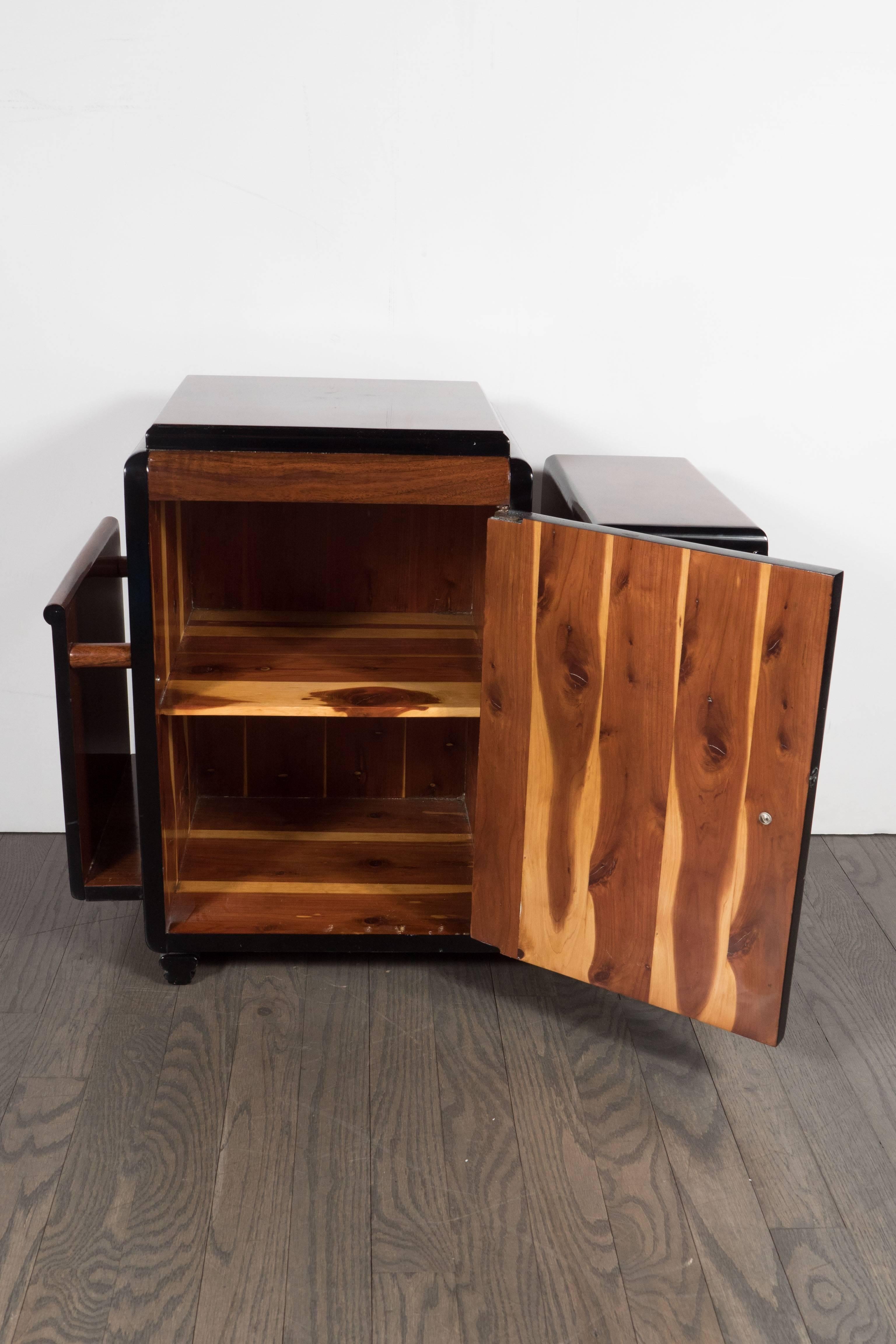 Art Deco Skyscraper Style Bookmatched Burled Walnut Magazine Stand/End Table 3