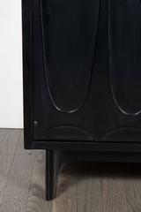 Pair of Mid-Century Modernist Brasilia Style Ebonized Walnut Nightstands