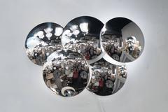 Mid-Century Modernist Round Chrome Paneled Sconce by Reggiani