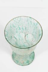 Art Nouveau Austrian Art Glass Vase in Green Iridescent and Gold Relief Vine