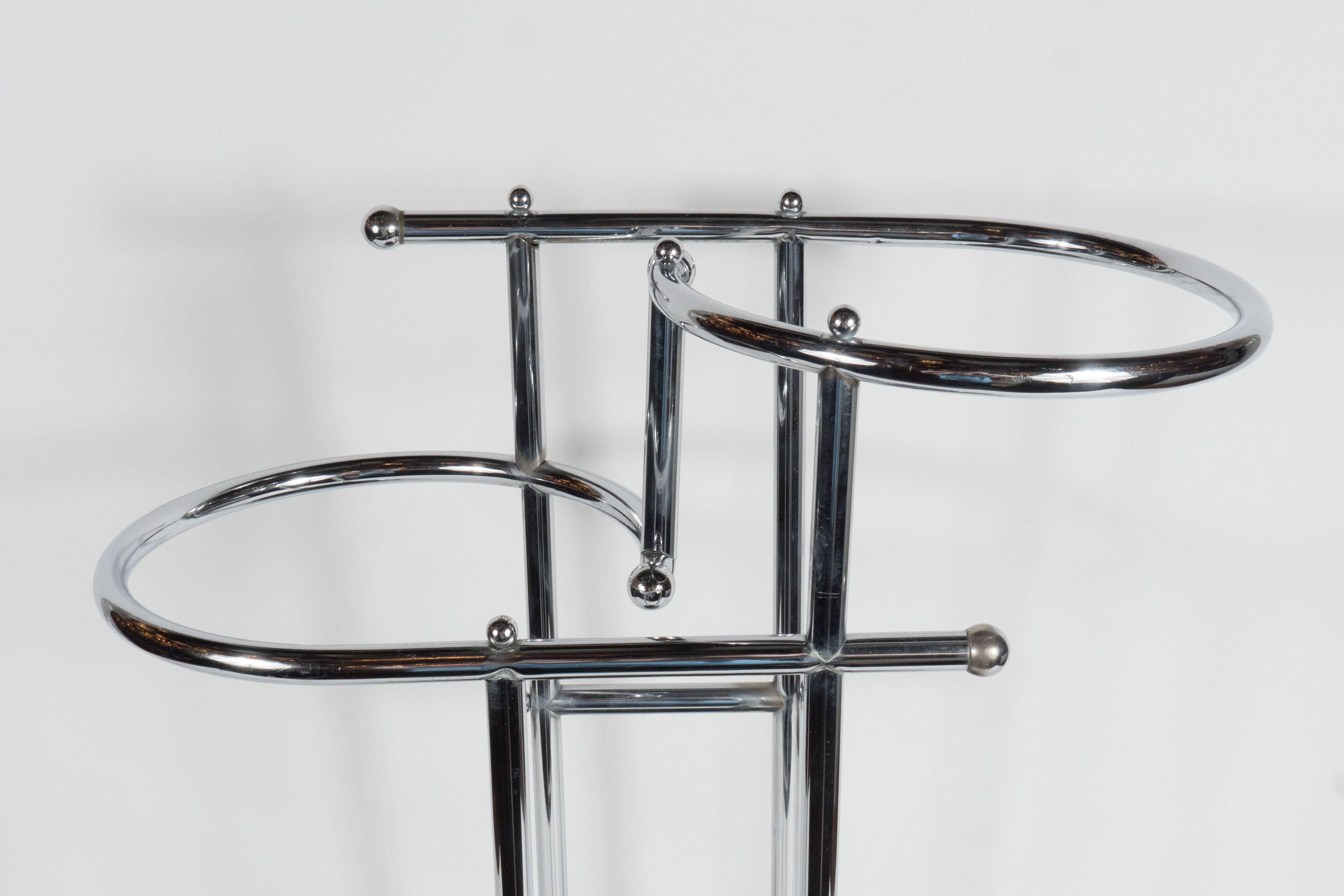 Art Deco Machine Age Umbrella Stand in Chrome and Bakelite In Good Condition In New York, NY