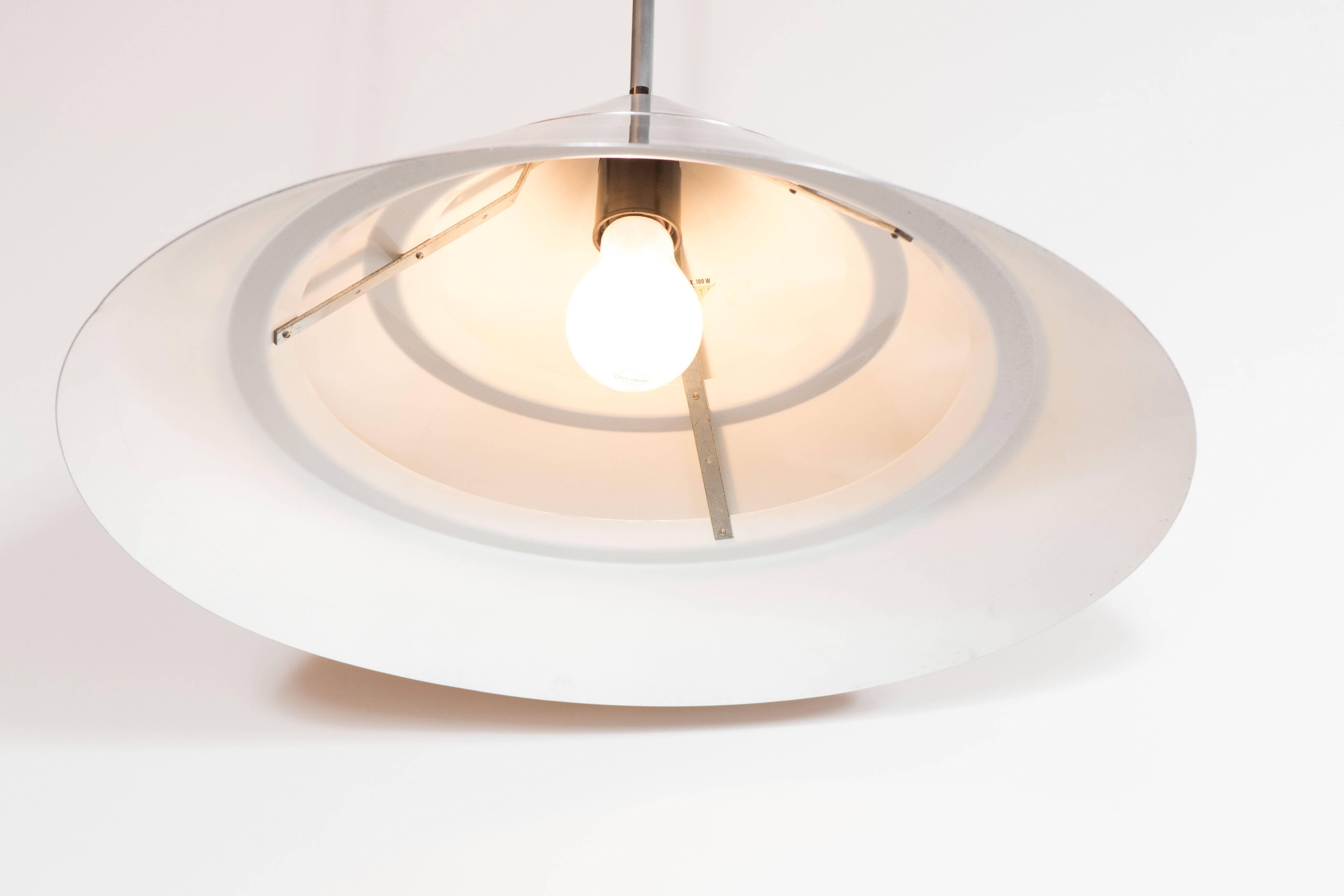 Swedish Mid-Century Brushed Aluminum Cone Ceiling Pendant by Hans-Agne Jakobsson For Sale