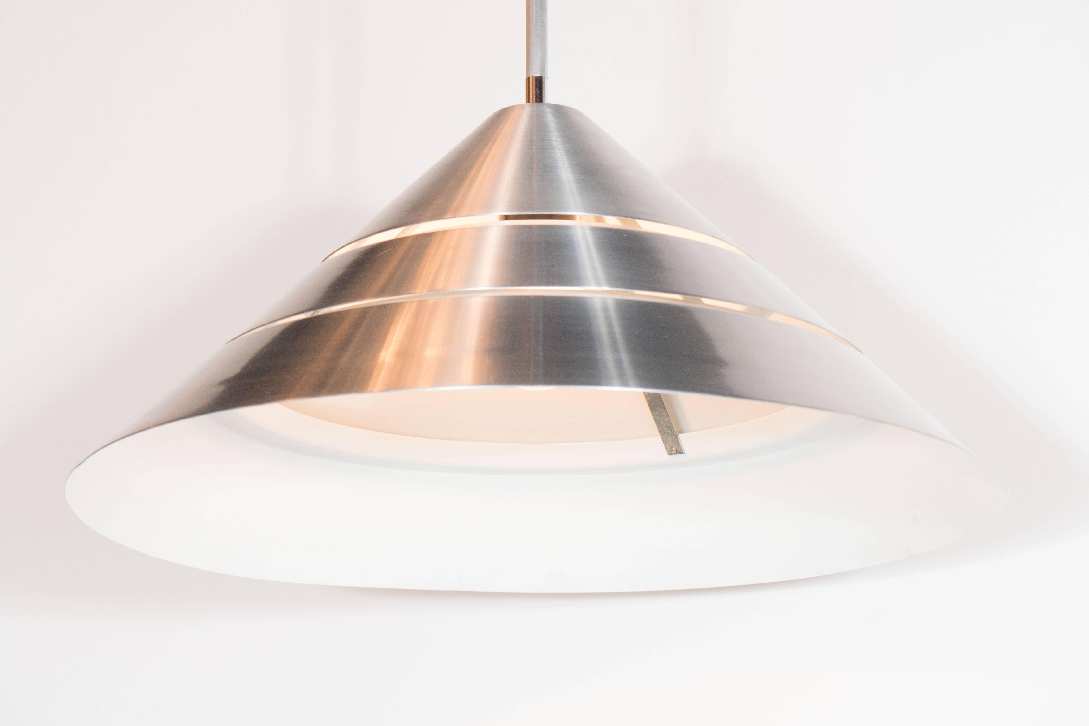 Mid-Century Brushed Aluminum Cone Ceiling Pendant by Hans-Agne Jakobsson For Sale 1