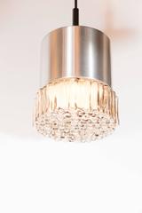 Mid-Century Set of Three Smoked Glass Bubble Pendants with Brushed Aluminum
