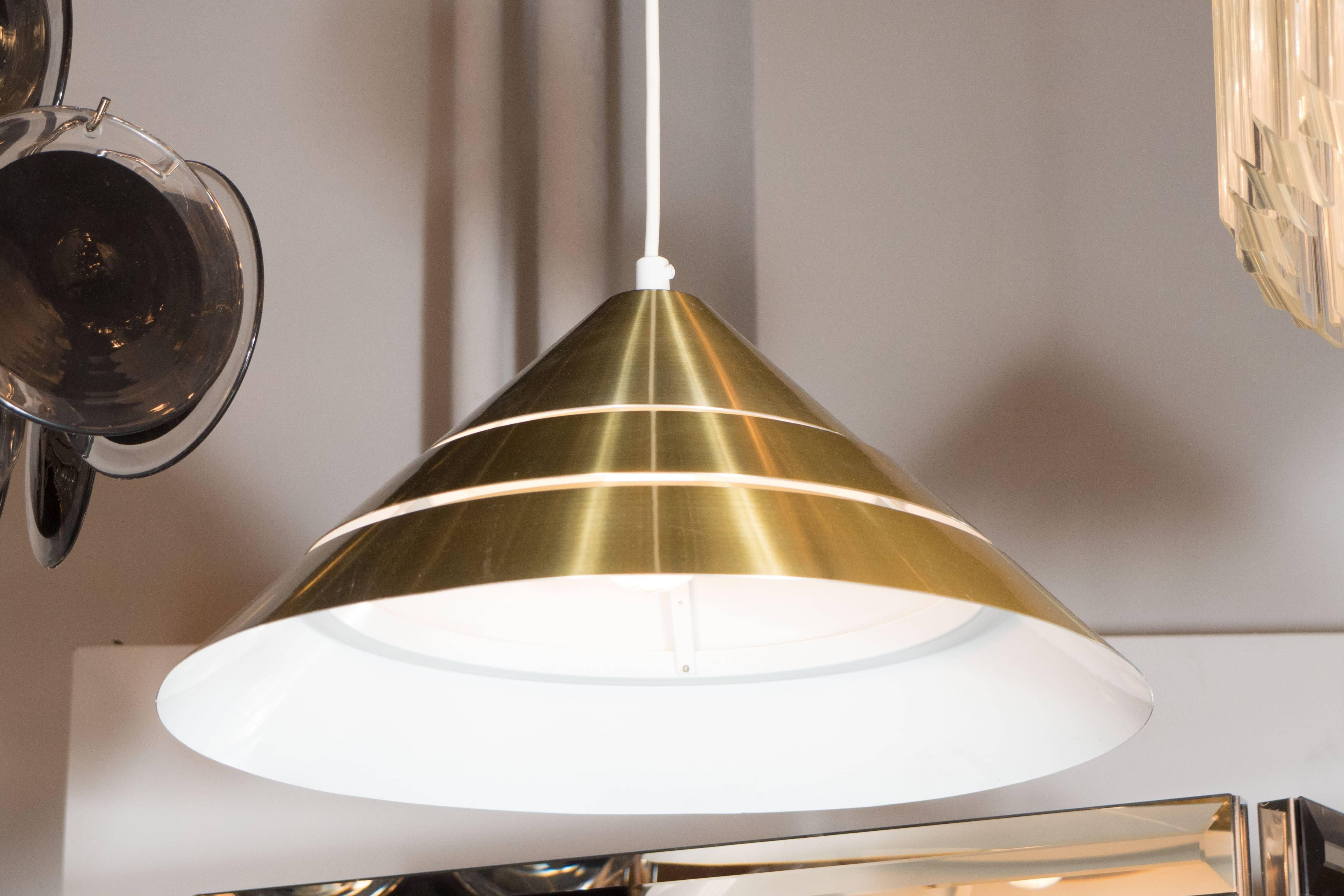 Mid-Century Brass Cone Ceiling Pendant by Hans-Agne Jakobsson In Excellent Condition For Sale In New York, NY