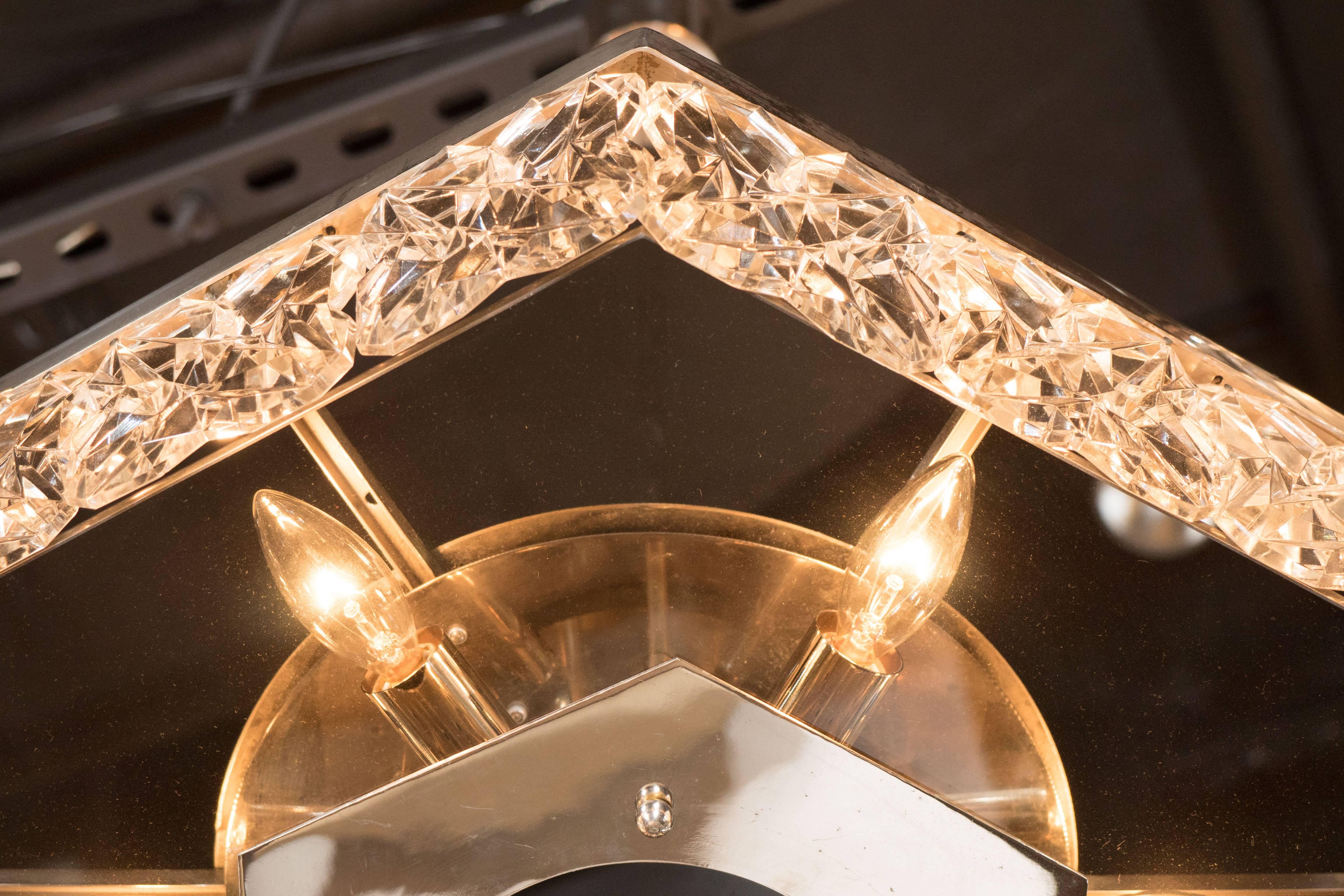 Mid-Century Modernist Faceted Crystal Hexagonal Chandelier by Kinkeldey For Sale 3