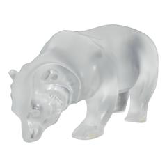 Lalique Frosted Polar Bear Glass Figurine Sculpture