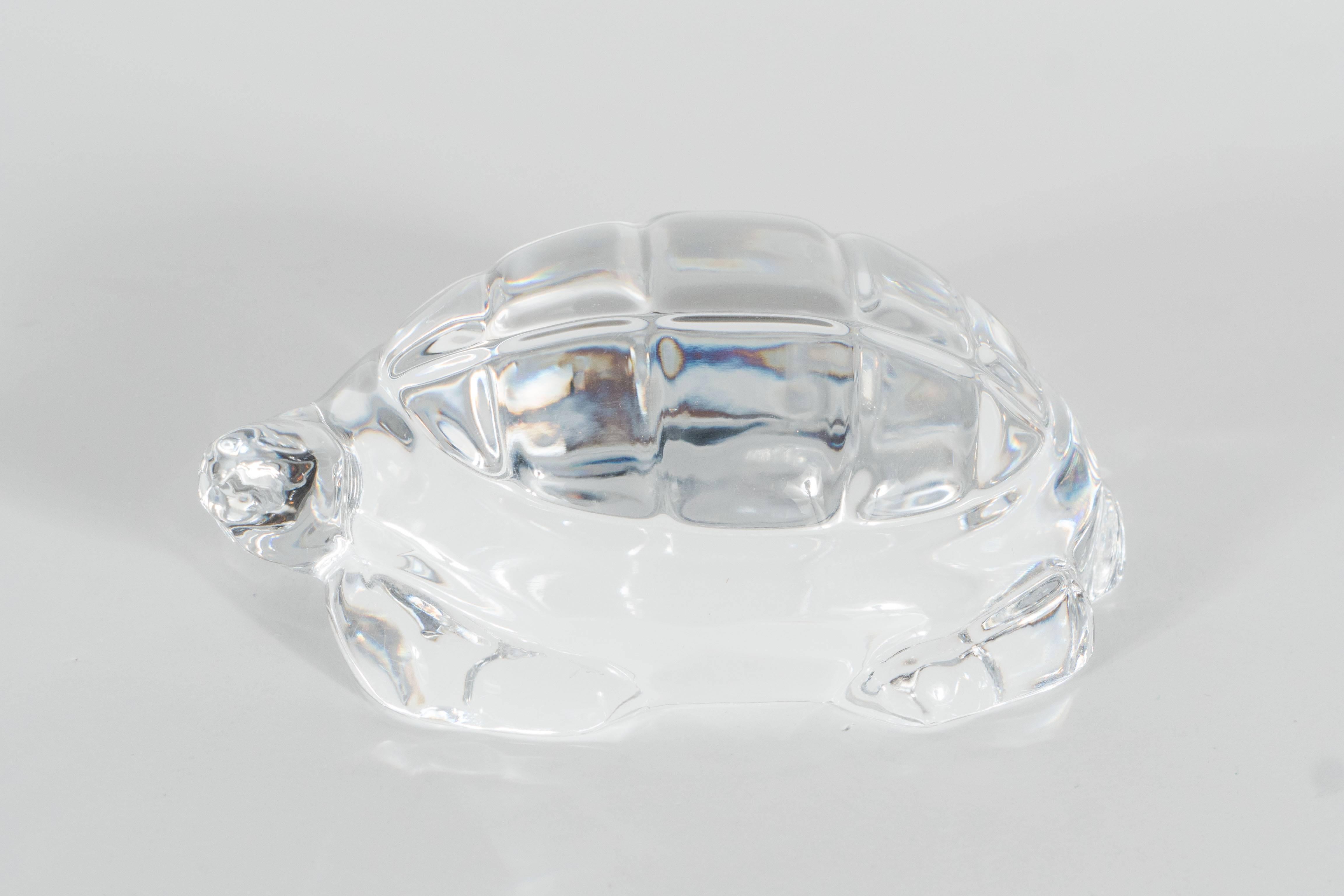 Modern Mid-Century Baccarat Crystal Turtle Paperweight / Figurine