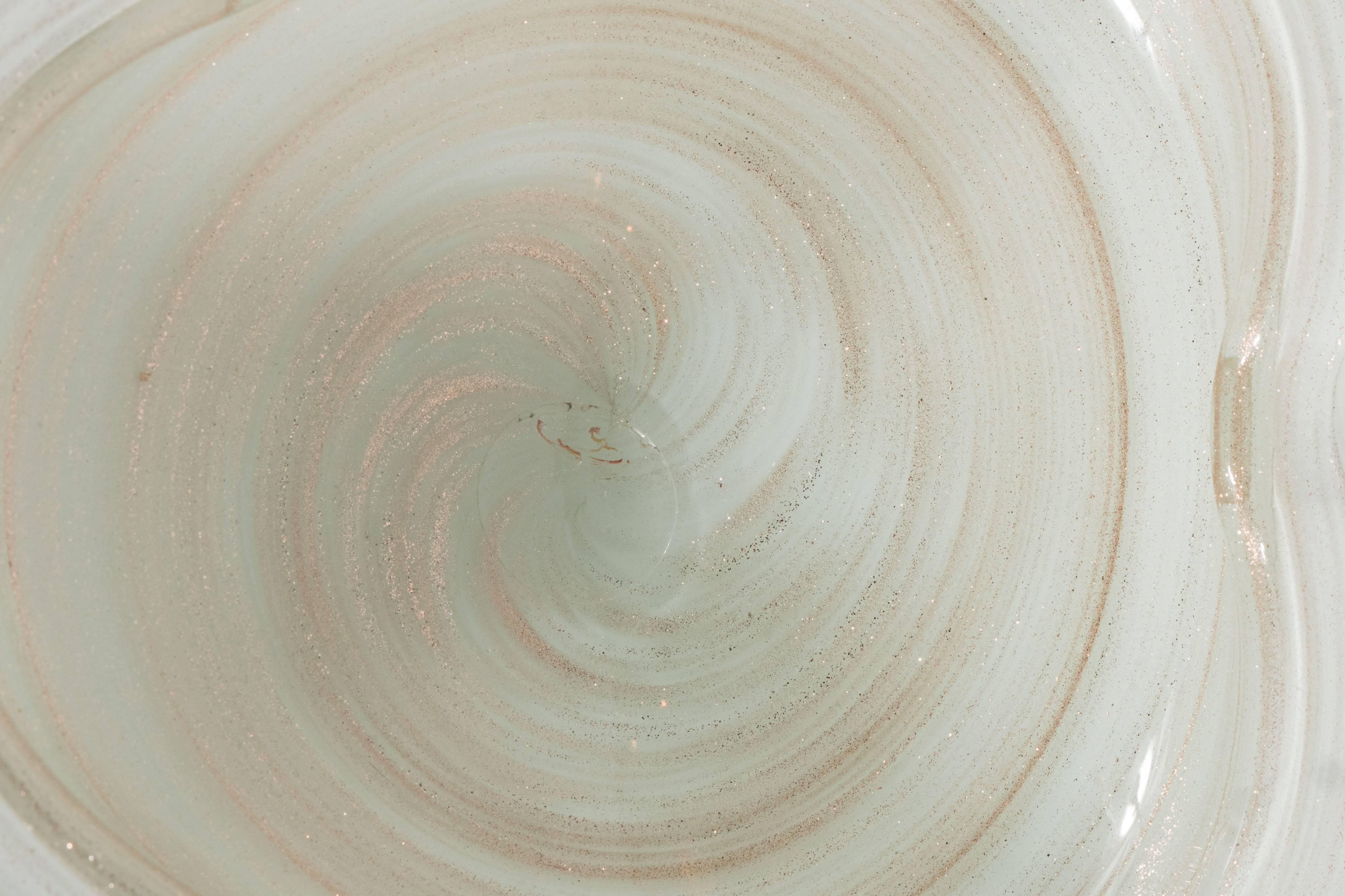 Mid-20th Century Handblown Murano Glass Ashtray in Hues of Ivory and Cream