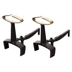 Pair of Mid-Century Modernist Andirons by Donald Deskey for Bennett