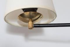 Pair of French Mid-Century Swing-Arm Counterbalanced Sconces in Brass and Enamel