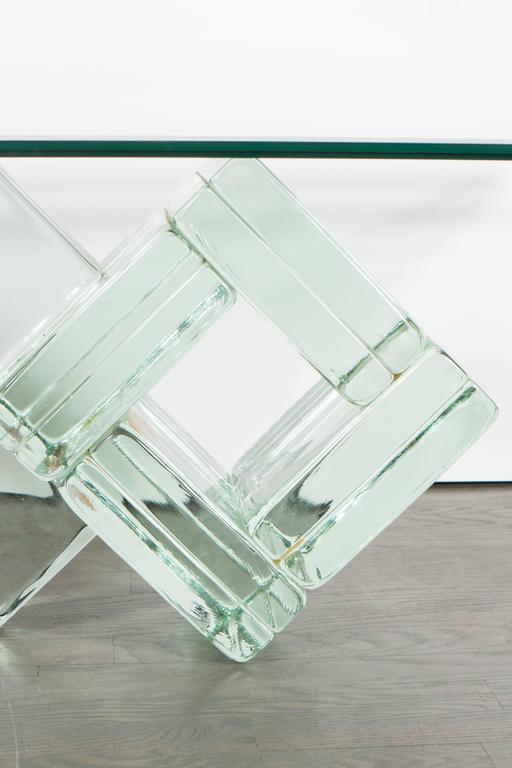 Mid-Century Double-Diamond Glass Block Cocktail Table by ...