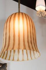 Pair of Murano Bell-Shaped Pendant Lights in Smoked Amber and Gray Stripes