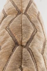 Set of Three Custom Made Embossed Velvet Chevron Design Pillows in Camel