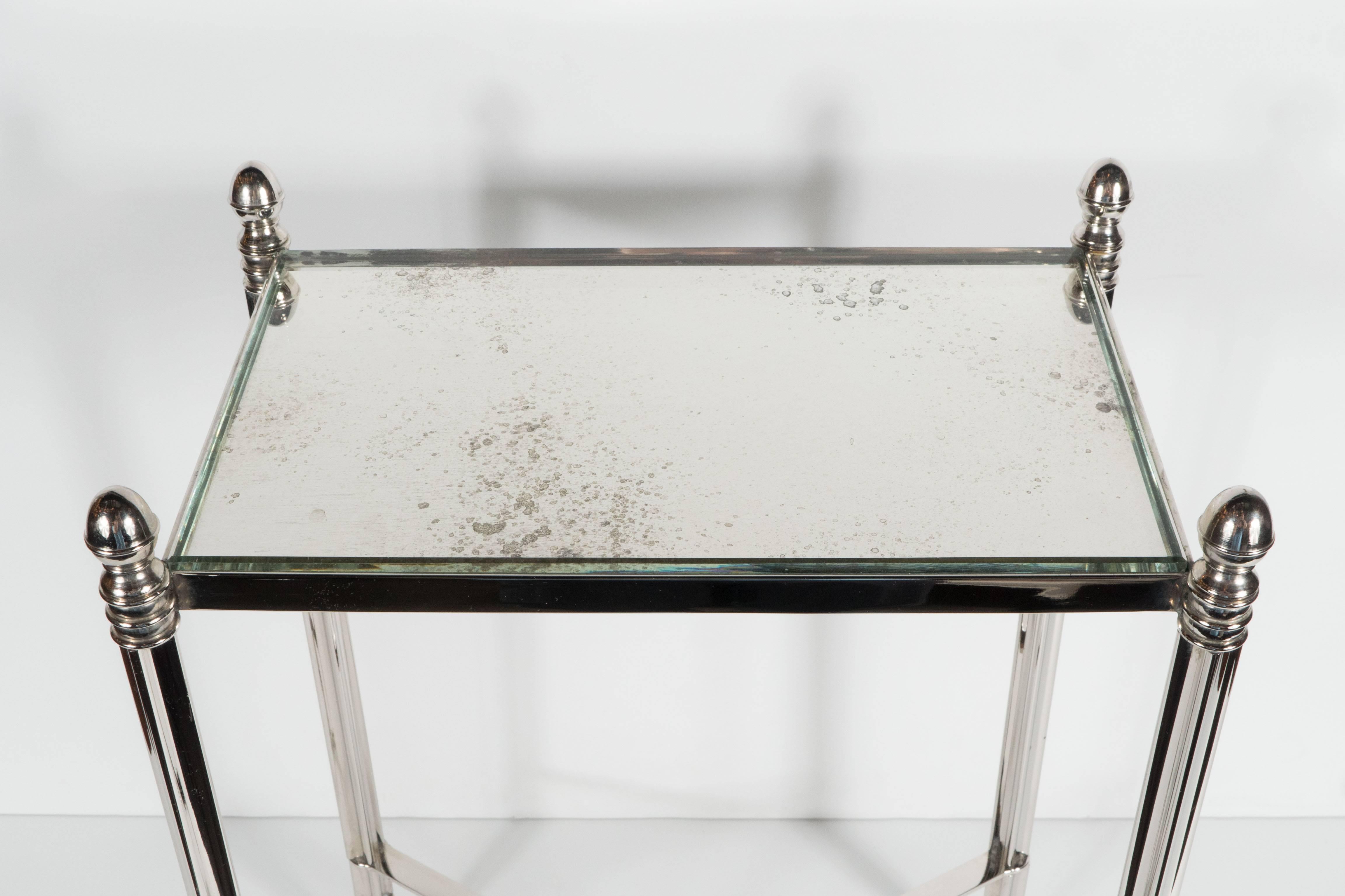 Mid-Century Pair of Drinks Tables in the Manner of Jansen in Polished Nickel 4