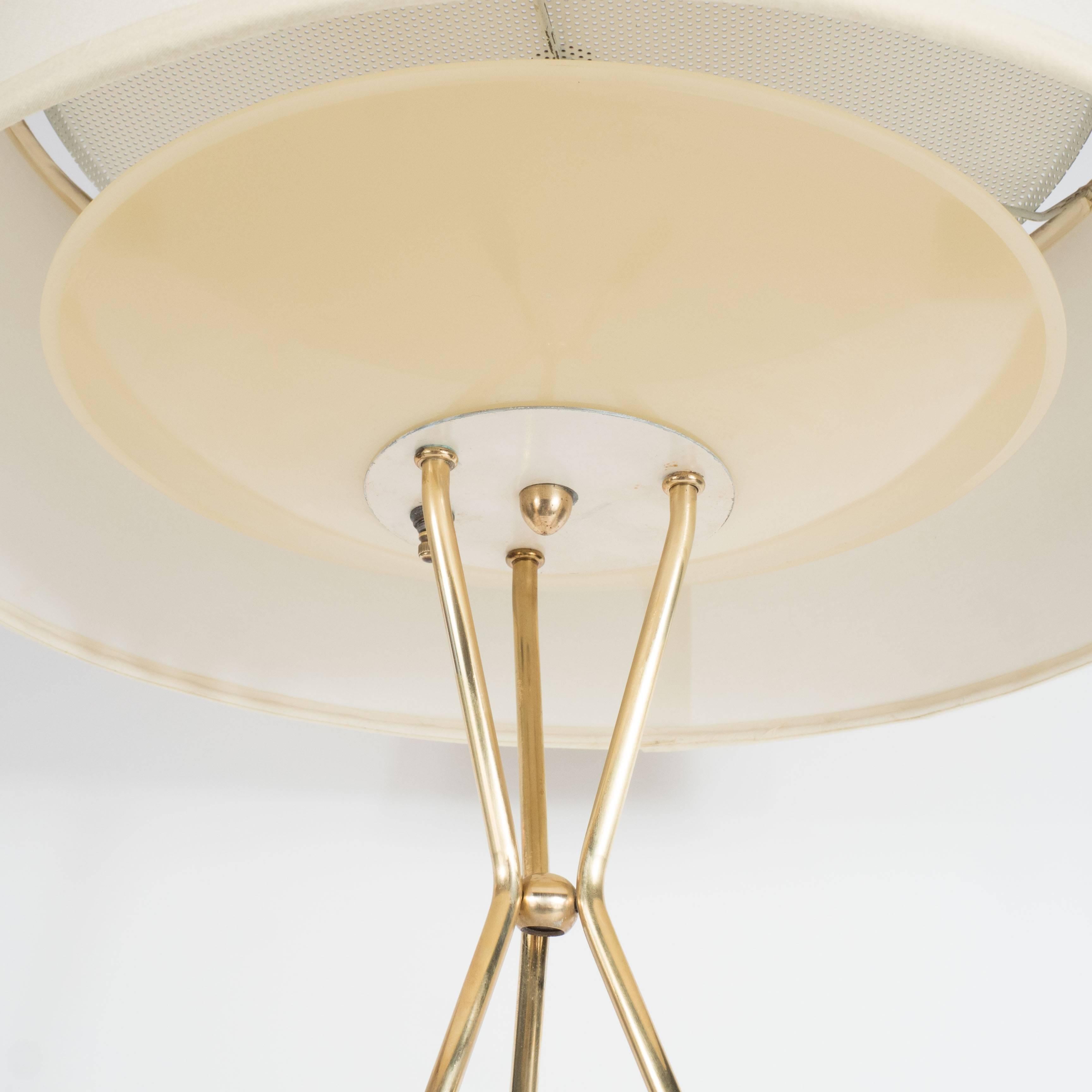 Brass Pair of Mid-Century Tripod Table Lamps by Gerald Thurston for Lightolier