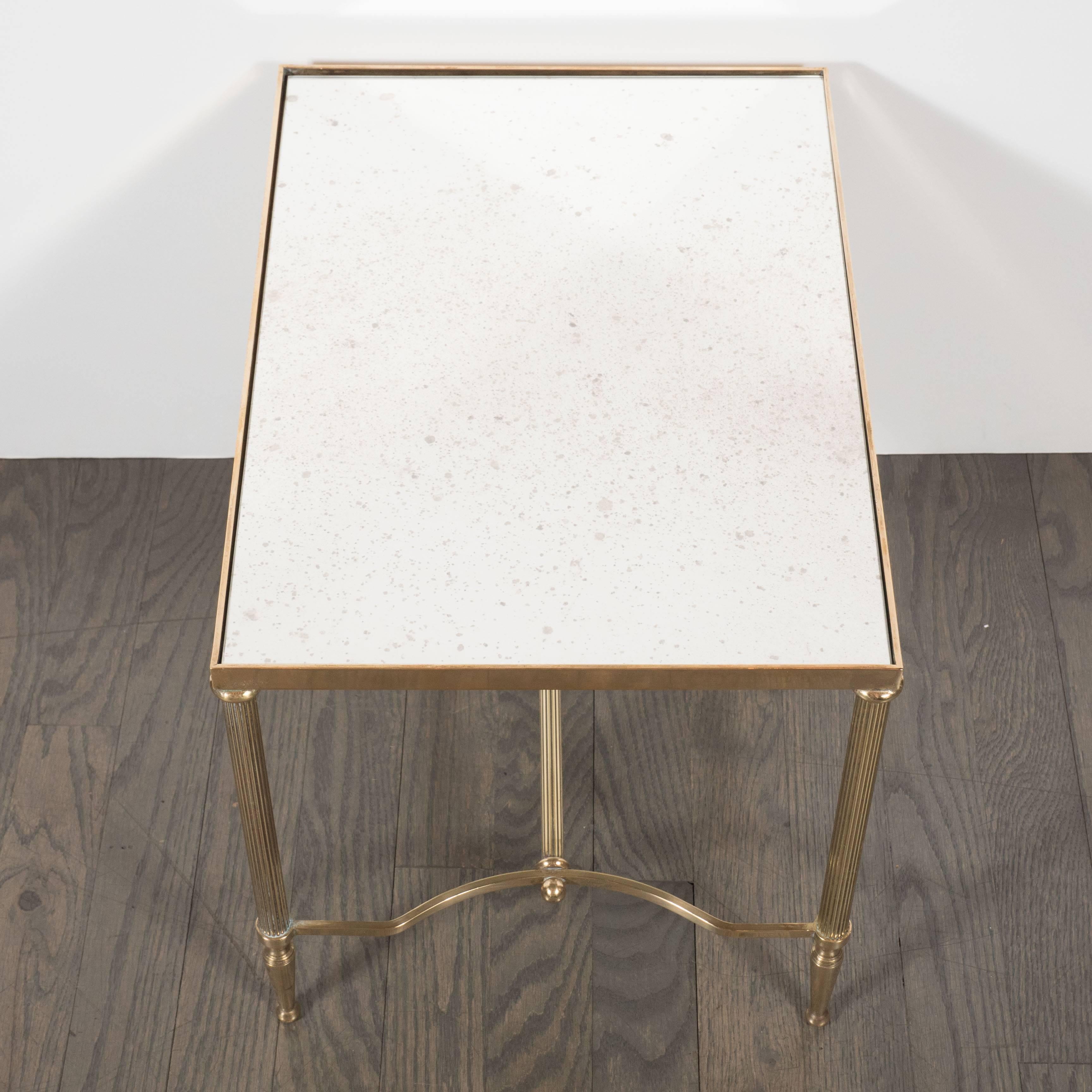 Occasional Table in Brass and Antique Mirror in the Manner of Jansen 1