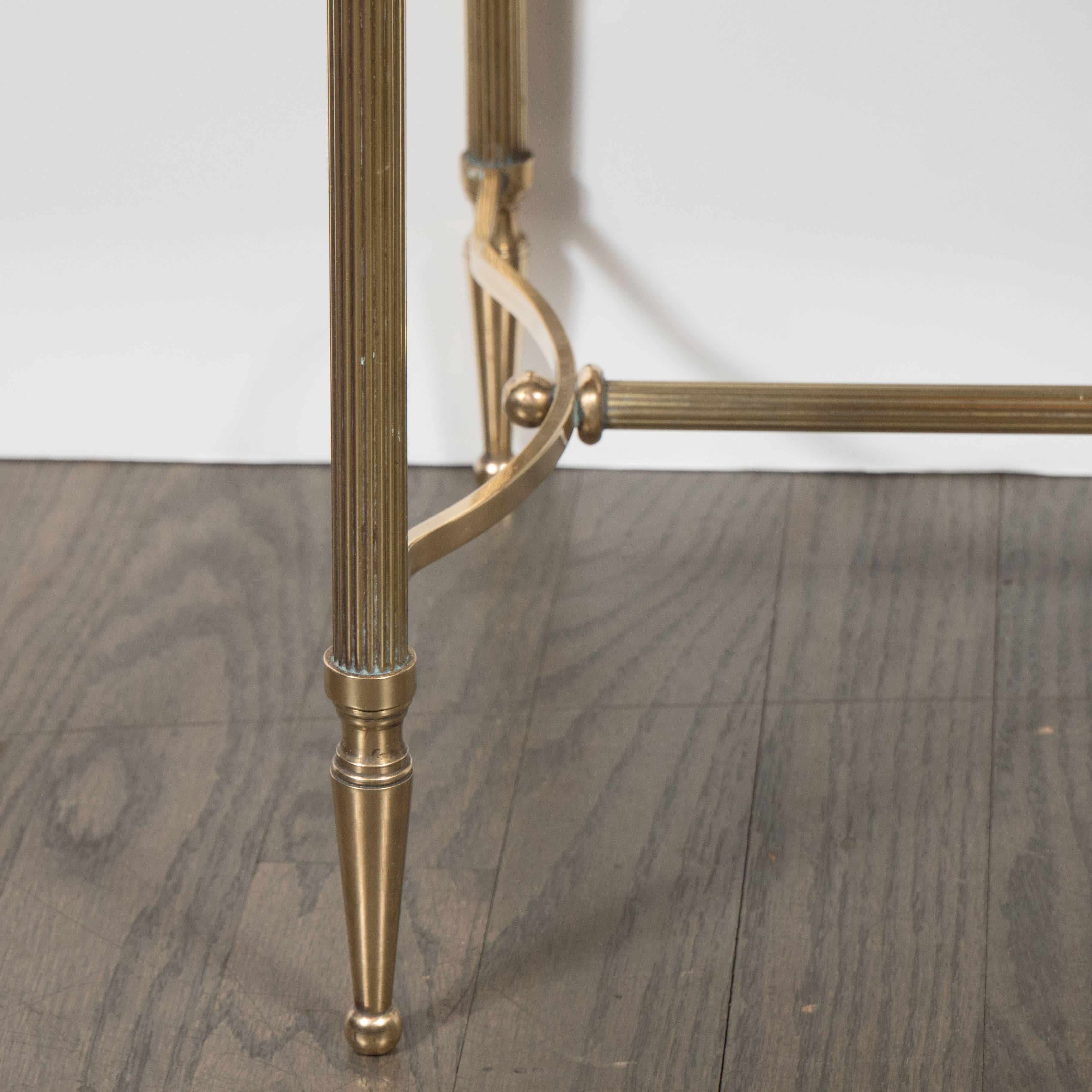 Mid-20th Century Occasional Table in Brass and Antique Mirror in the Manner of Jansen