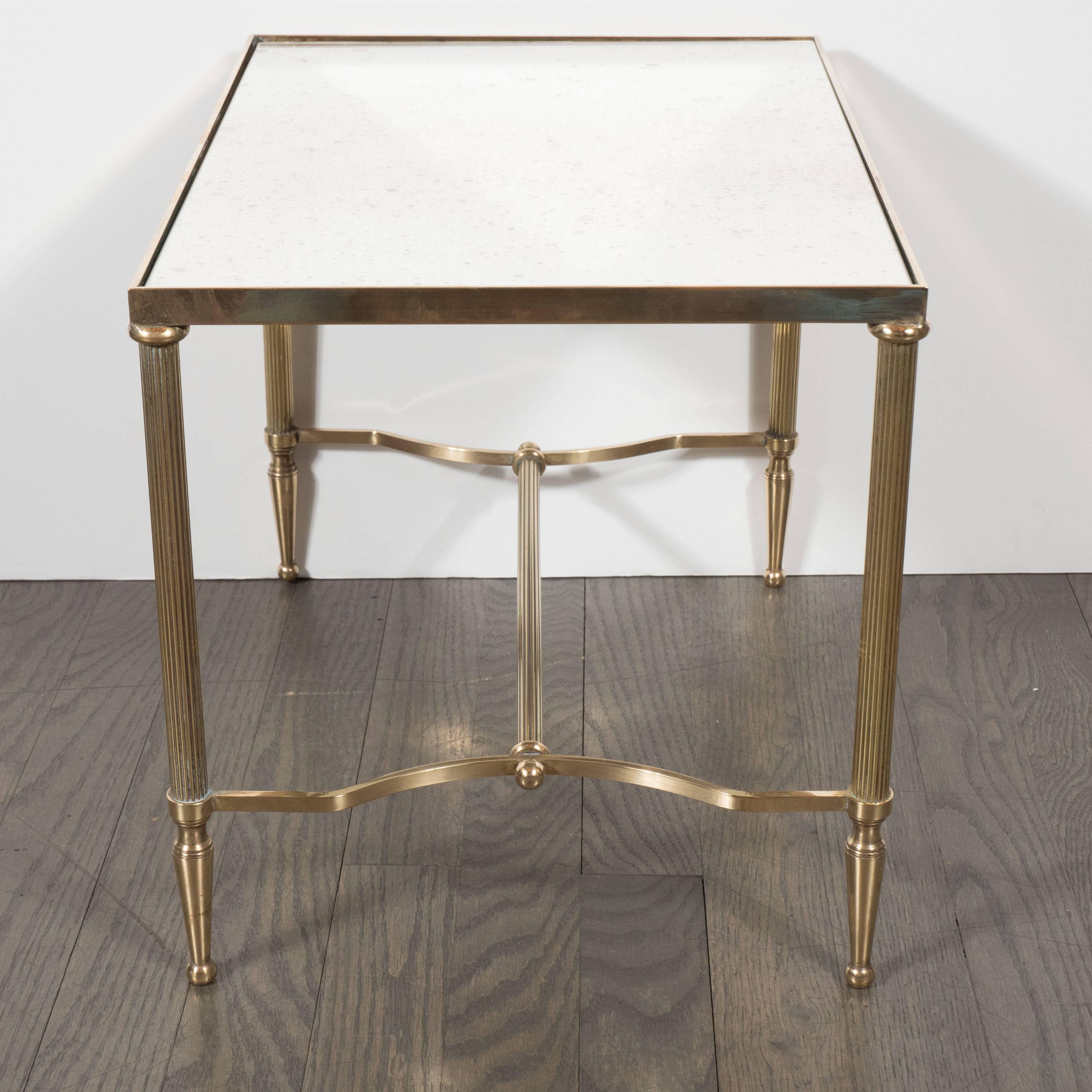 Occasional Table in Brass and Antique Mirror in the Manner of Jansen 4