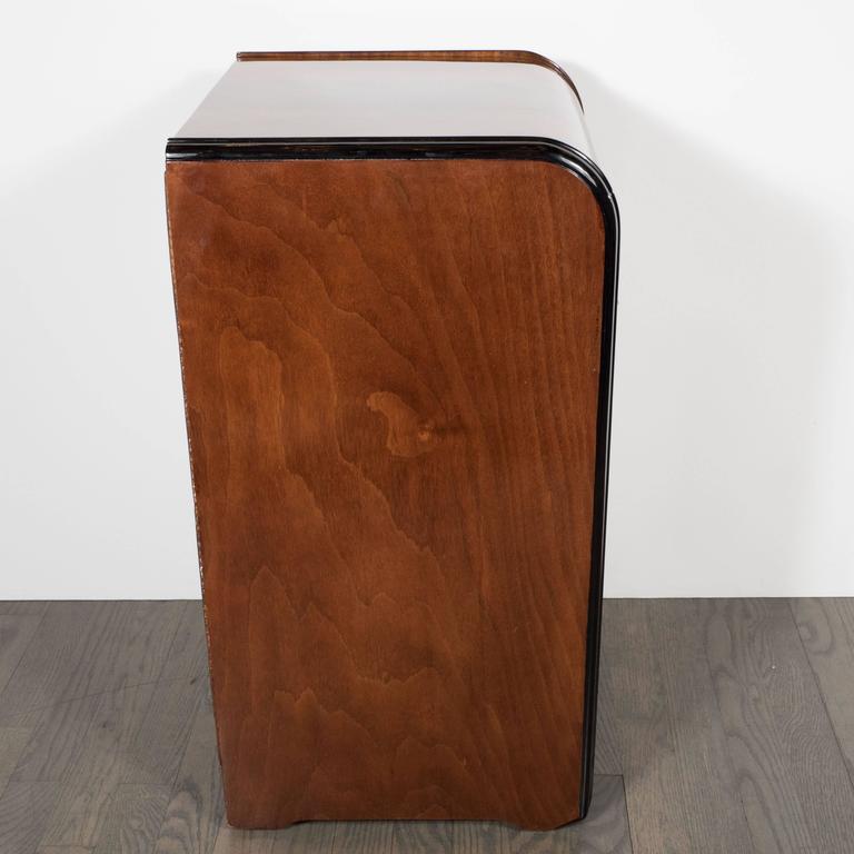 Art Deco Chevron End Table in Bookmatched Walnut with Waterfall Design at 1stDibs
