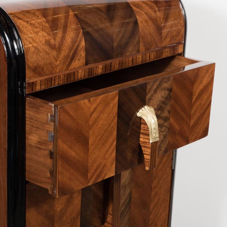 Art Deco Chevron End Table in Bookmatched Walnut with Waterfall Design at 1stDibs