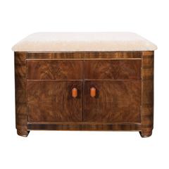 Art Deco Machine Age Storage Bench in Bookmatched Walnut and Camel Mohair 4