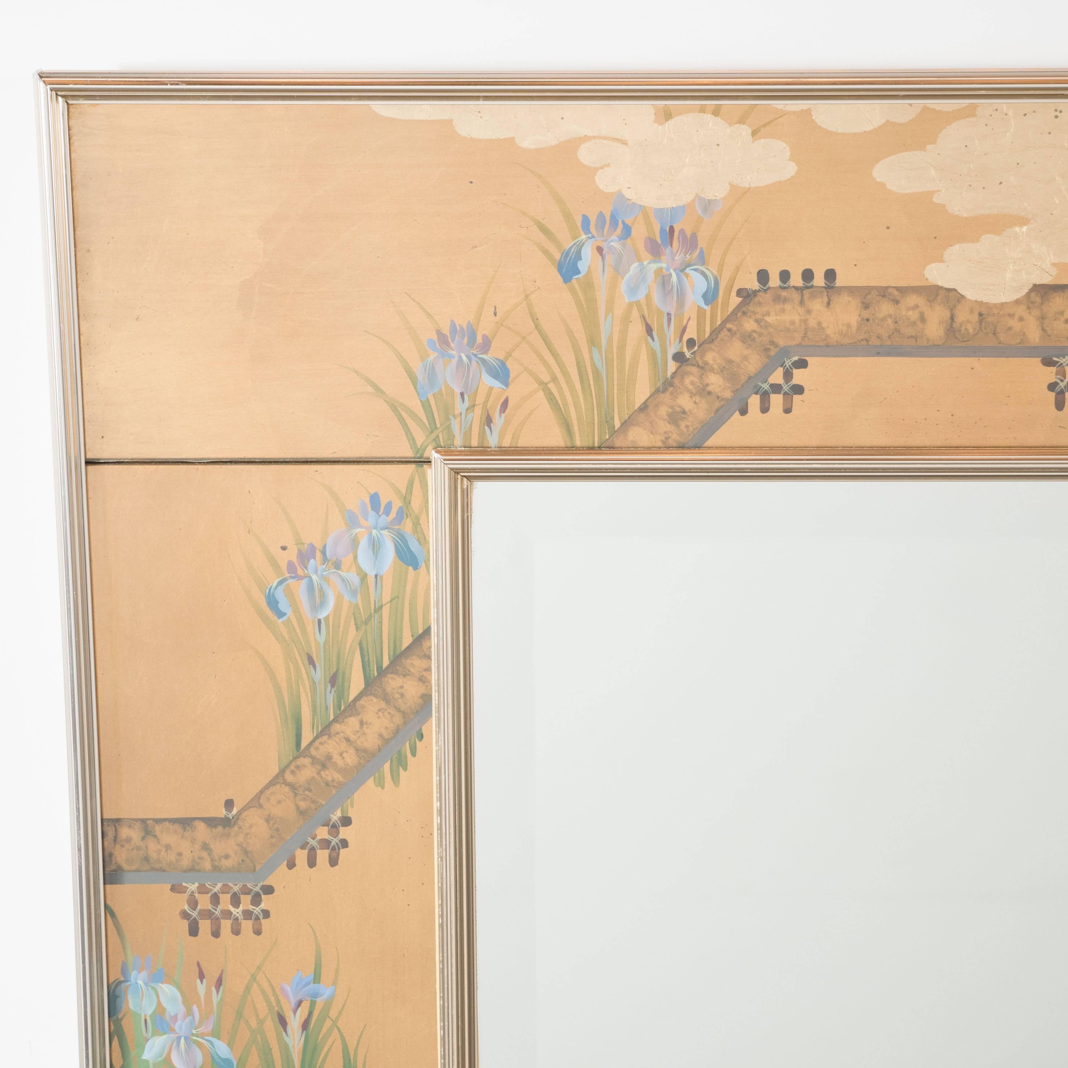 Late 20th Century La Barge Chinoiserie Reverse Hand-Painted & Gilded Mirror, Signed by H. Van Dyke